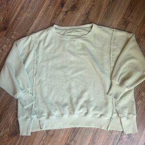 American eagle “seriously lived in” big hug waffle crew neck Light Green XS